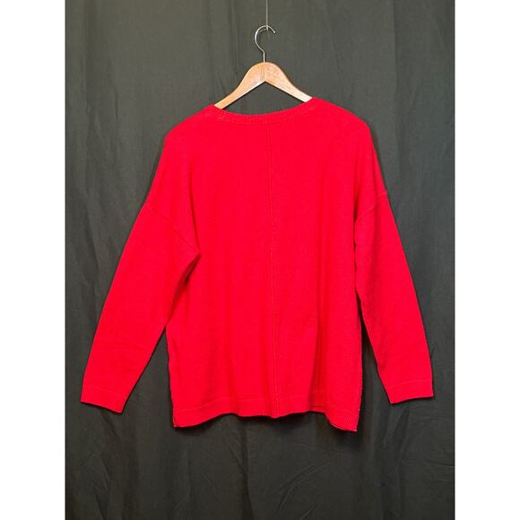 J JILL Fall/Winter Red Sweater 3/4 Sleeve w/ Pockets Business Casual Holiday L - Picture 6 of 14